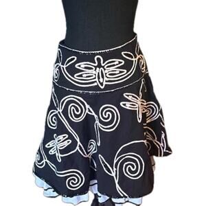 Basil & Maude Black Sequin Skirt 4 Glam Party Layered Lined Chic Style